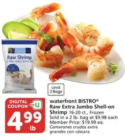 Albertsons waterfront BISTRO Raw Extra Jumbo Shell-on Shrimp offer