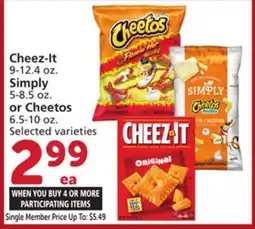 Albertsons Cheez-It 9-12.4 oz. Simply 5-8.5 oz. or Cheetos 6.5-10 oz offer