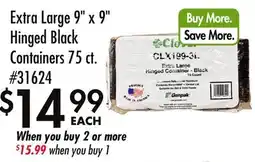 Smart & Final Extra Large 9 x 9 Hinged Black Containers offer