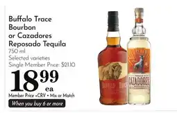 Pavilions Buffalo Trace Bourbon or Cazadores Reposado Tequila offer