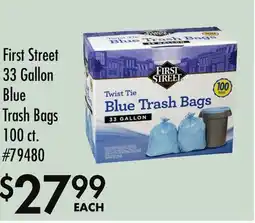 Smart & Final First Street 33 Gallon Blue Trash Bags offer