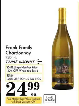 Pavilions Frank Family Chardonnay offer