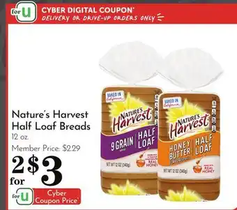Pavilions Nature's Harvest Half Loaf Breads offer