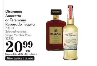 Pavilions Disaronno Amaretto or Teremana Reposado Tequila offer