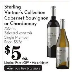 Pavilions Sterling Vintner's Collection Cabernet Sauvignon or Chardonnay offer