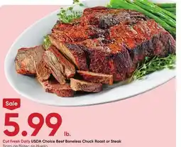 Stater Bros USDA Choice Beef Boneless Chuck Roast or Steak offer