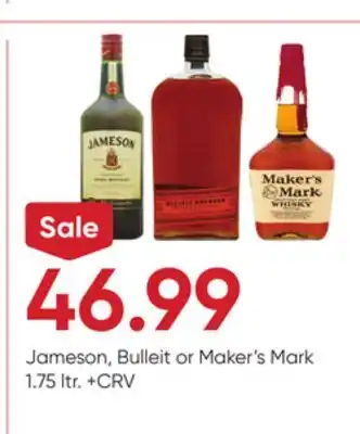 Stater Bros Jameson, Bulleit or Maker's Mark offer