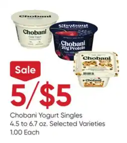 Stater Bros Chobani Yogurt Singles offer