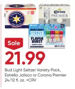 Stater Bros Bud Light Seltzer Variety Pack, Estrella Jalisco or Corona Premier offer