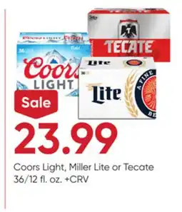 Stater Bros Coors Light, Miller Lite or Tecate offer