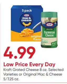 Stater Bros Kraft Grated Cheese 8 oz. or Original Mac & Cheese 5/7.25 oz offer