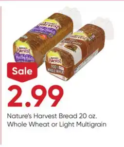 Stater Bros Nature's Harvest Bread 20 oz. Whole Wheat or Light Multigrain offer