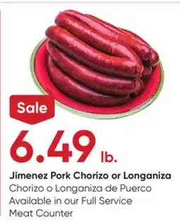 Stater Bros Jimenez Pork Chorizo or Longaniza offer