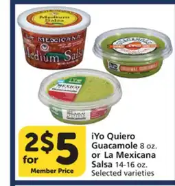 Vons iYo Quiero Guacamole 8 oz. or La Mexicana Salsa 14-16 oz offer