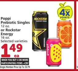 Vons Poppi Prebiotic Singles 12 oz. or Rockstar Energy 16 oz offer