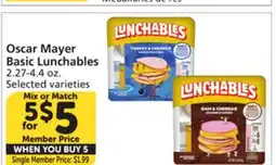 Vons Oscar Mayer Basic Lunchables offer