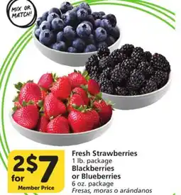 Vons Fresh Strawberries 1 lb. package Blackberries or Blueberries 6 oz. package offer