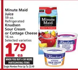 Vons Minute Maid Juice 59 oz. Refrigerated Knudsen Sour Cream or Cottage Cheese 16 oz offer