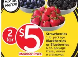 Vons Strawberries 1 lb. package Blackberries or Blueberries 6 oz. package offer