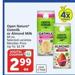Vons Open Nature Oatmilk or Almond Milk offer