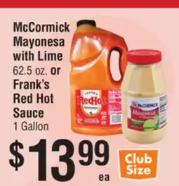 Smart & Final McCormick Mayonesa with Lime or Frank's Red Hot Sauce offer