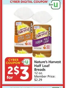 Vons Nature's Harvest Half Loaf Breads offer