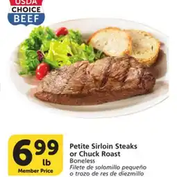 Vons Petite Sirloin Steaks or Chuck Roast offer