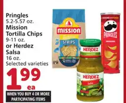 Vons Pringles 5.2-5.57 oz. Mission Tortilla Chips 9-11 oz. or Herdez Salsa 16 oz offer