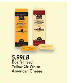 Fresh Thyme Boar's Head Yellow Or White American Cheese offer