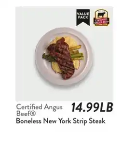 Fresh Thyme Certified Angus Beef Boneless New York Strip Steak offer