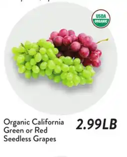 Fresh Thyme Organic California Green or Red Seedless Grapes offer