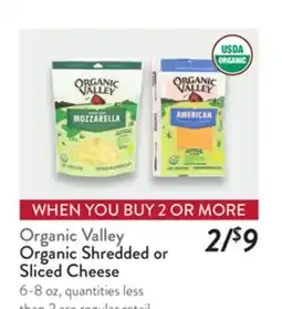 Fresh Thyme Organic Valley Organic Shredded or Sliced Cheese offer