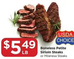Food 4 Less Boneless Petite Sirloin Steaks offer