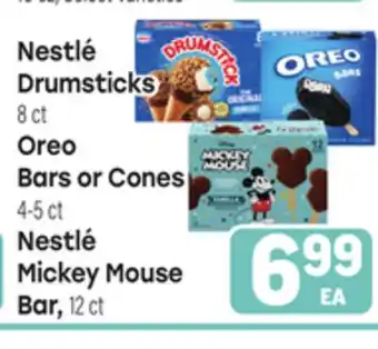 Tony’s Fresh Market Nestlé Drumsticks 8ct Oreo Bars or Cones, 4-5ct Nestlé Mickey Mouse, 12ct offer