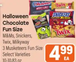 Tony’s Fresh Market Halloween Chocolate Fun Size M&Ms, Snickers, Twix, Milkyway 3 Musketeers Fun Size offer