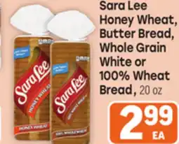 Tony’s Fresh Market Sara Lee Honey Wheat, Butter Bread, Whole Grain White or 100% Wheat Bread offer