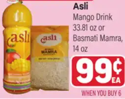 Tony’s Fresh Market Asli Mango Drink 33.81 oz or Basmati Mamra, 14 oz offer