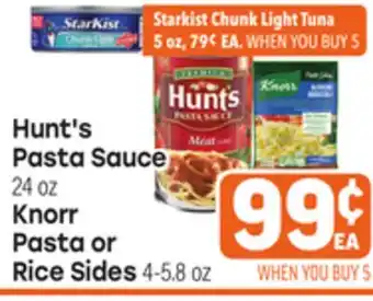 Tony’s Fresh Market Hunt's Pasta Sauce 24 oz Knorr Pasta or Rice Sides 4-5.8 oz offer