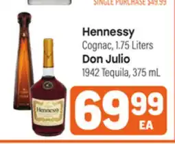 Tony’s Fresh Market Hennessy Cognac, 1.75 Liters Don Julio 1942 Tequila, 375mL offer