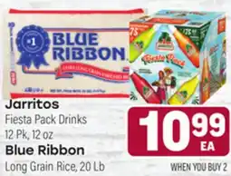 Tony’s Fresh Market Jarritos Fiesta Pack Drinks 12 pk, 12 oz Blue Ribbon Long Grain Rice, 20 Lb offer