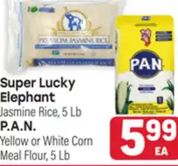 Tony’s Fresh Market Super Lucky Elephant Jasmine Rice, 5Lb, P A. N. Yellow or White Corn Meal Flour, 5Lb offer