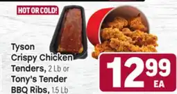 Tony’s Fresh Market Tyson Crispy Chicken Tenders, 2 Lb' Tender RRO Ribs 1.5 Lb offer