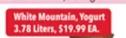 Tony’s Fresh Market White Mountain, Yogurt 3.78 Liters offer
