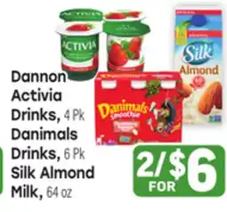 Tony’s Fresh Market Dannon Activia Drinks, 4 pk Danimals Drinks, 6 pk Silk Almond Milk, 64 oz offer