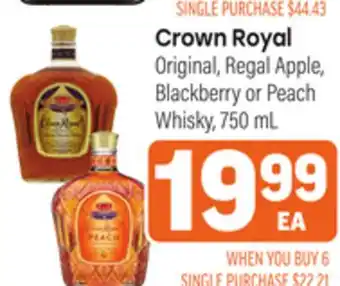 Tony’s Fresh Market Crown Royal Original, Regal Apple, Blackberry or Peach offer