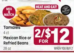 Tony’s Fresh Market Tamales 4ct4ct Mexican Rice or Refried Beans 28oz offer