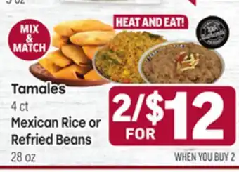 Tony’s Fresh Market Tamales 4ct4ct Mexican Rice or Refried Beans 28oz offer