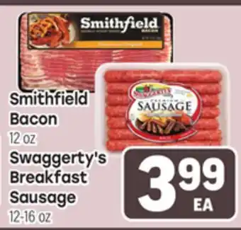 Tony’s Fresh Market Smithfield Bacon 12oz Swaggerty's Breakfast Sausage 12-16 oz offer
