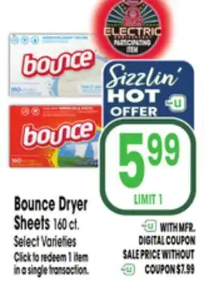 Jewel-Osco Bounce Dryer Sheets offer