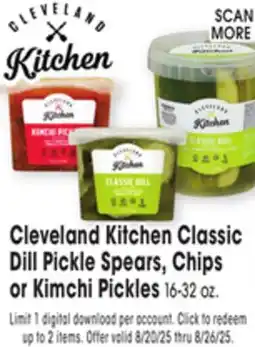 Jewel-Osco Cleveland Kitchen Classic Dill Pickle Spears, Chips or Kimchi Pickles offer
